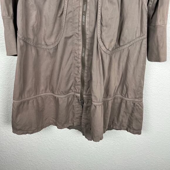 Prairie Underground Long Cloak Distressed Full Zip Hoodie in Tunnel Small Flaw - Picture 2 of 11